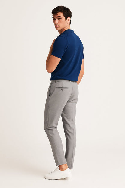 Men's Tailored Slim-Fit Business Suit Trousers