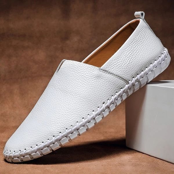 Men's Leather Slip-On Loafers with Whipstitch Sole