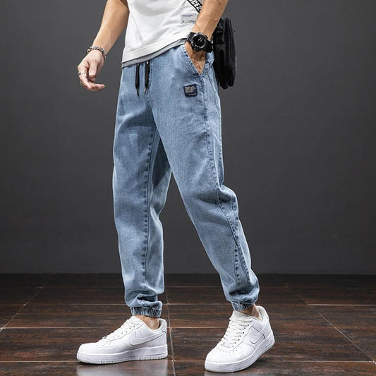 Men's Elastic-Waist Stretch Denim Jogger Pants