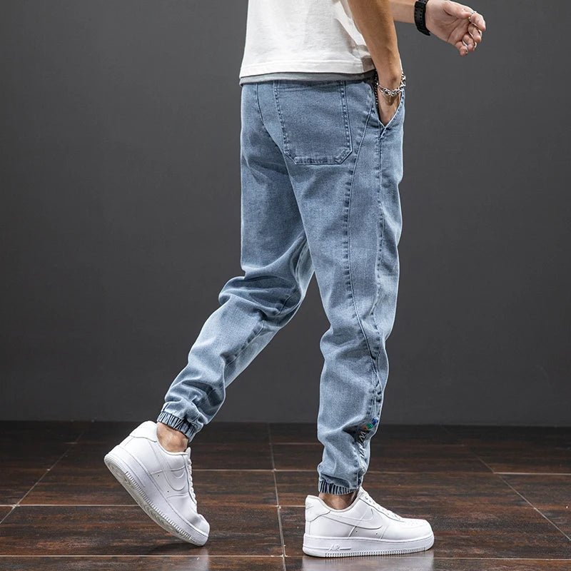 Men's Elastic-Waist Stretch Denim Jogger Pants
