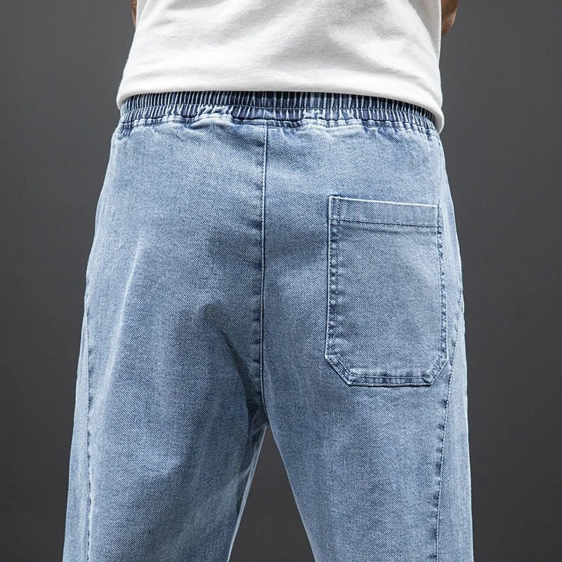 Men's Elastic-Waist Stretch Denim Jogger Pants