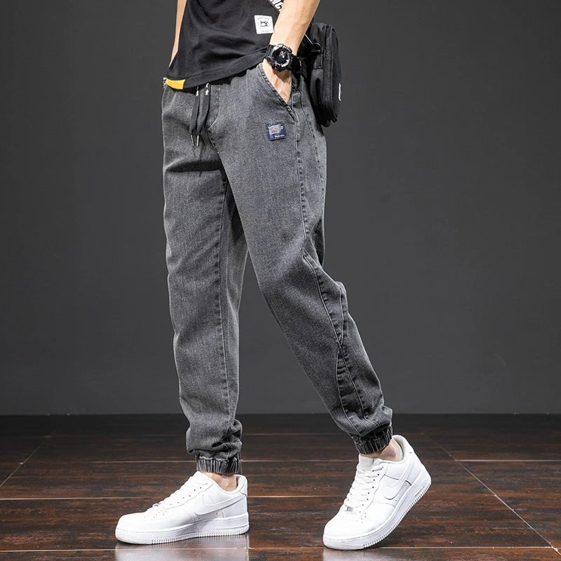 Men's Elastic-Waist Stretch Denim Jogger Pants