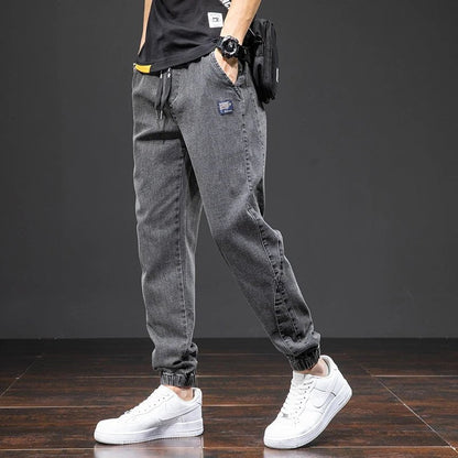 Men's Elastic-Waist Stretch Denim Jogger Pants