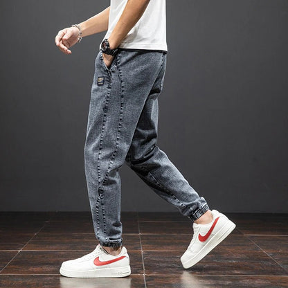 Men's Elastic-Waist Stretch Denim Jogger Pants