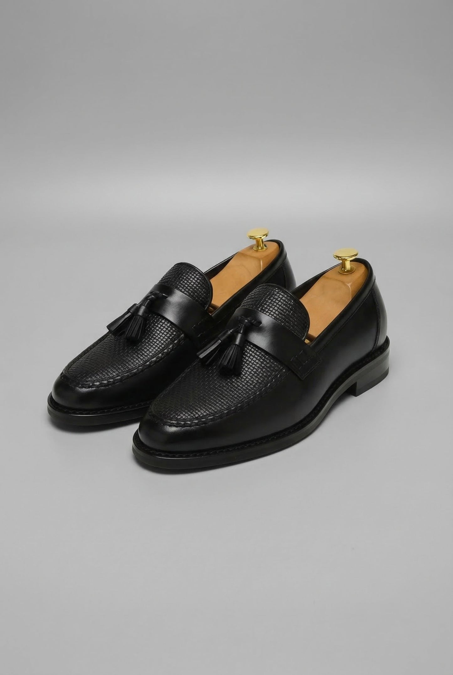 Men's Woven Tassel Loafers in Black