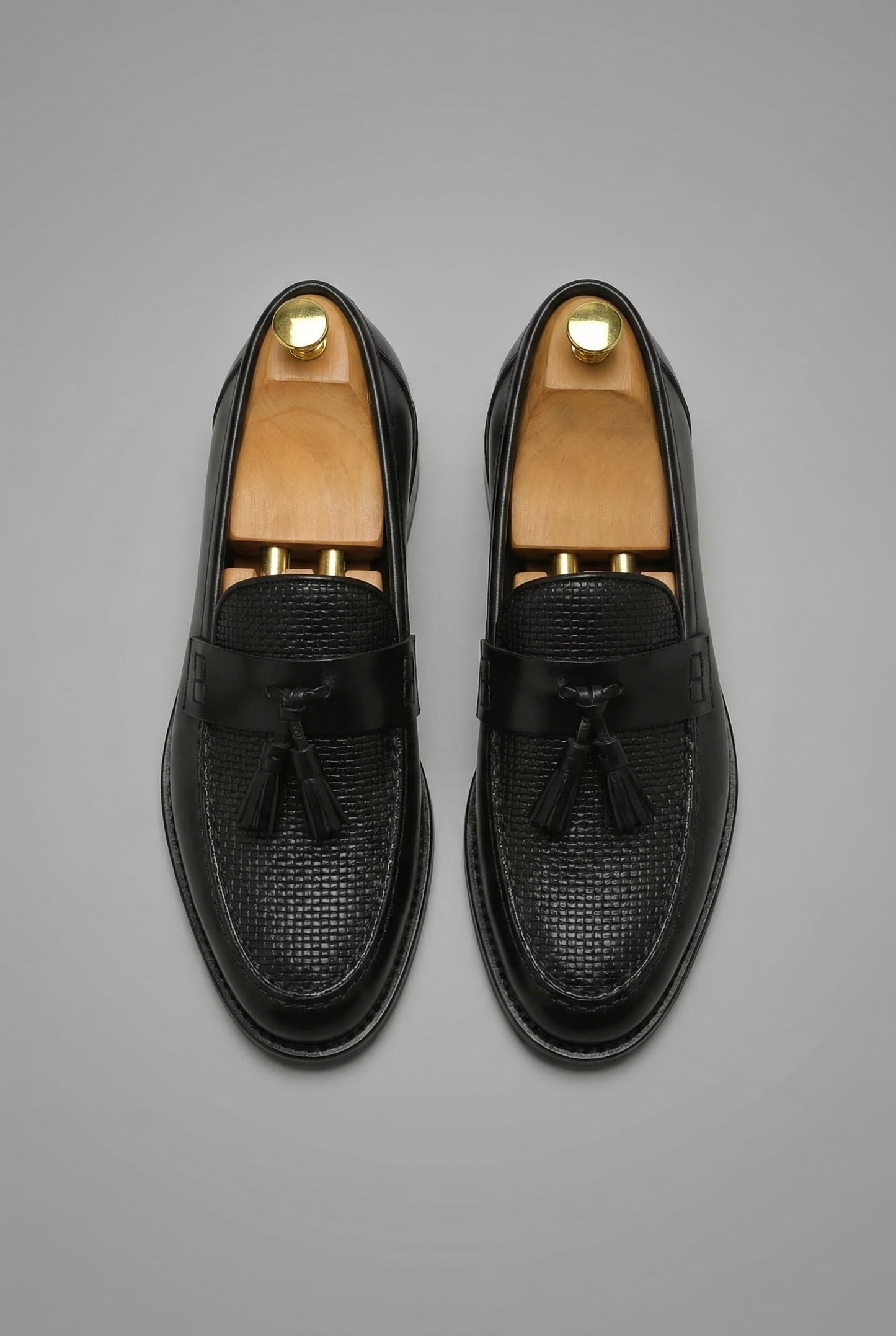 Men's Woven Tassel Loafers in Black