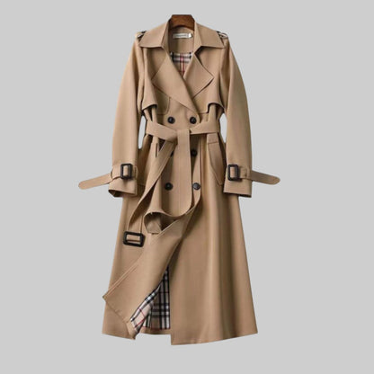 Women's Double-Breasted Long Belted Trench Overcoat