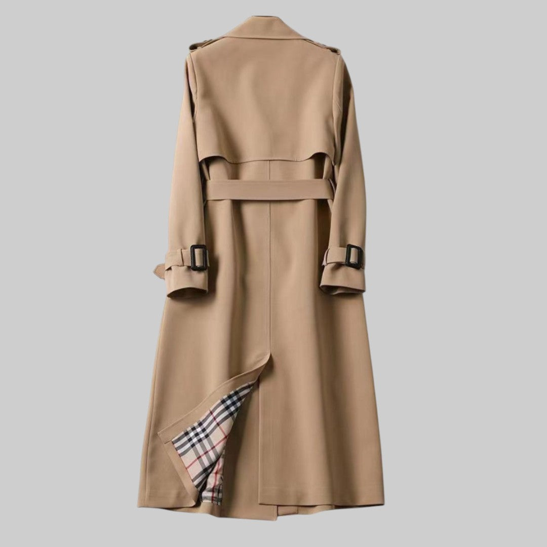 Women's Double-Breasted Long Belted Trench Overcoat