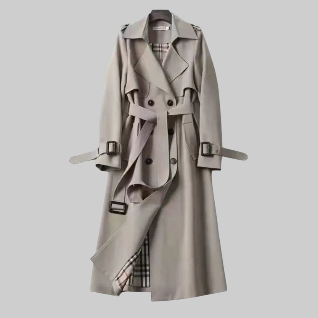 Women's Double-Breasted Long Belted Trench Overcoat