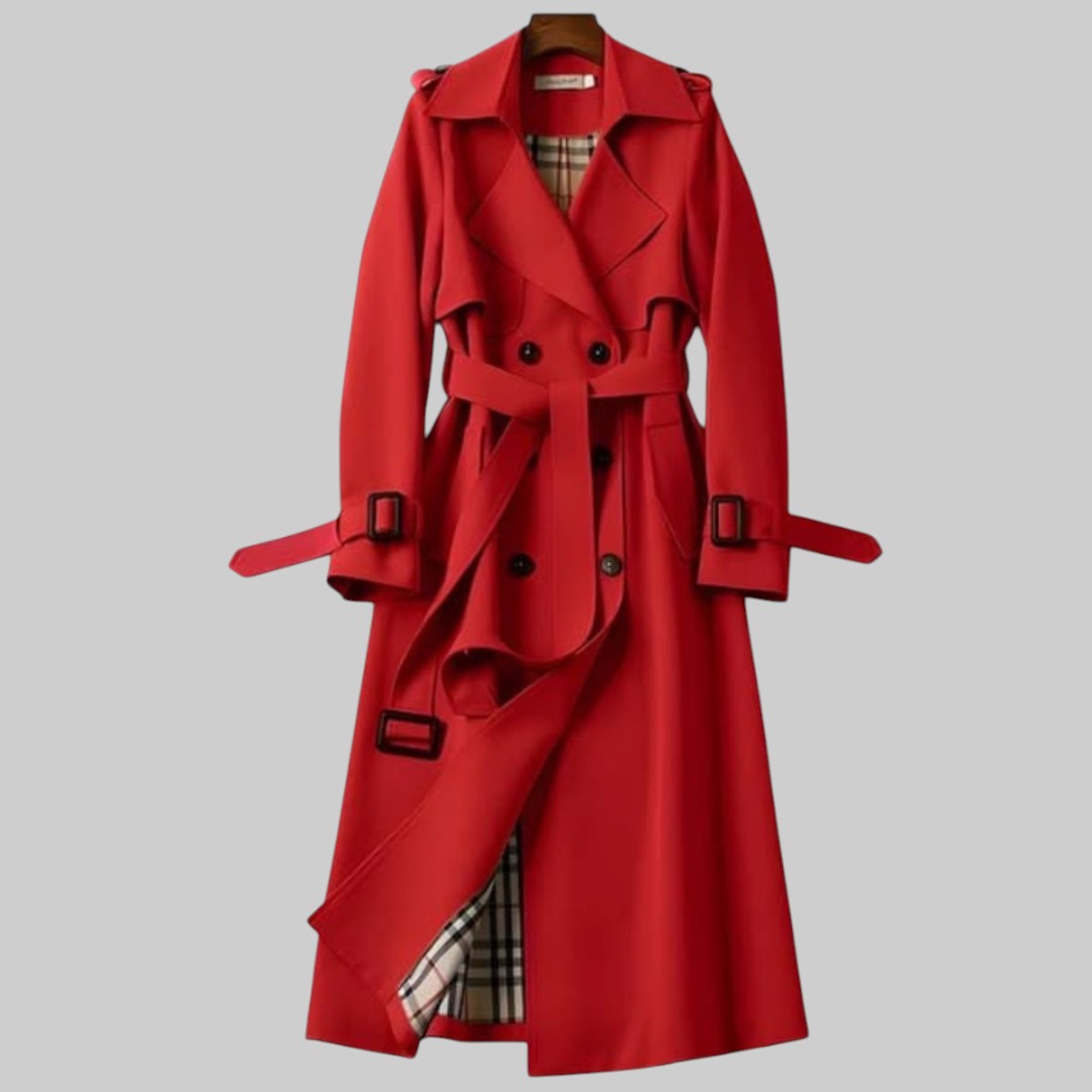 Women's Double-Breasted Long Belted Trench Overcoat