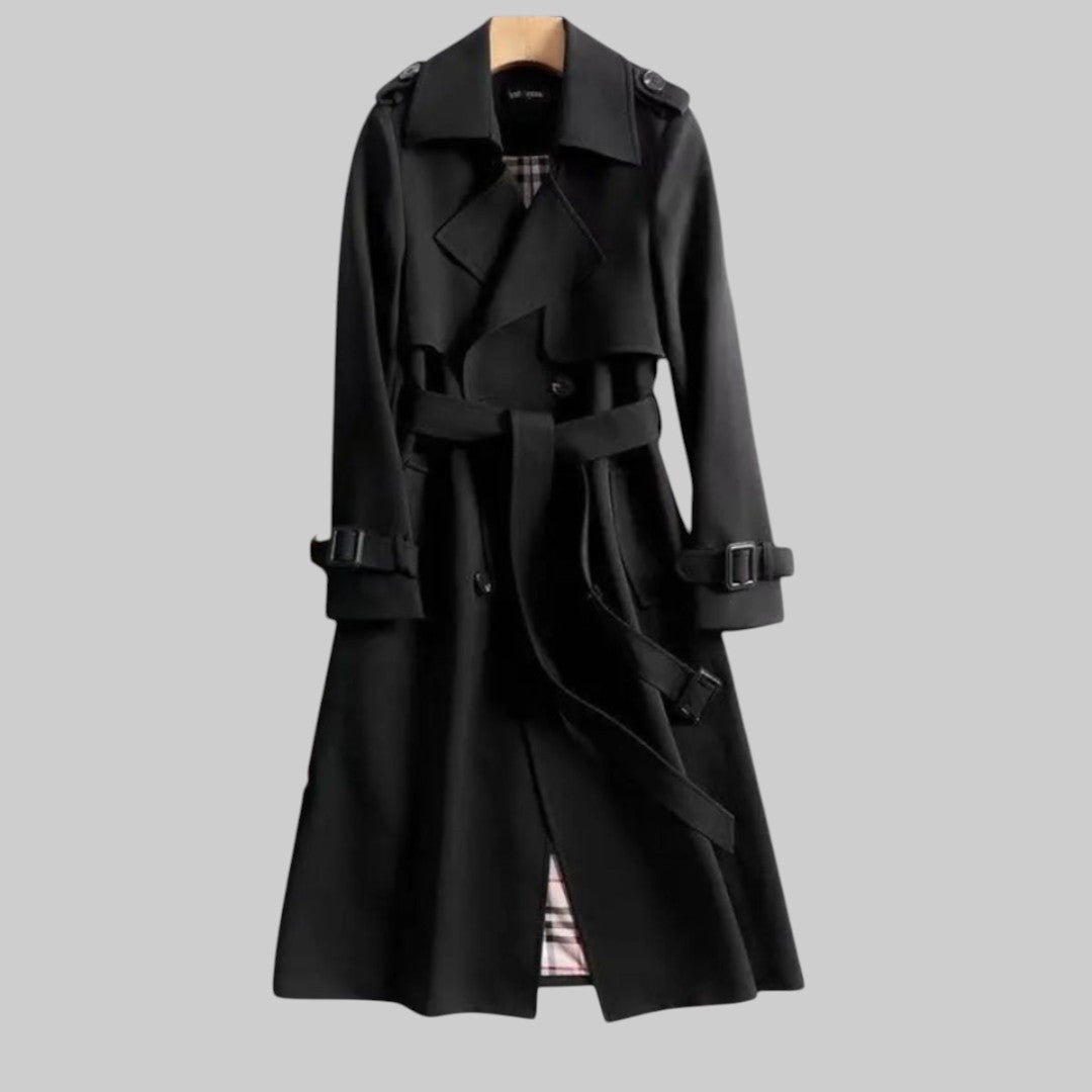 Women's Double-Breasted Long Belted Trench Overcoat