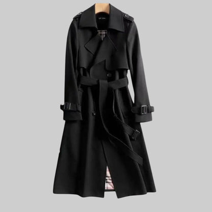 Women's Double-Breasted Long Belted Trench Overcoat