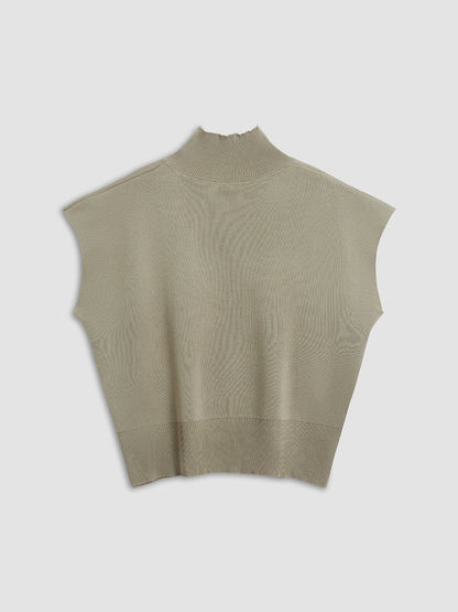 Women's Short-Sleeve Mock Neck Casual Top