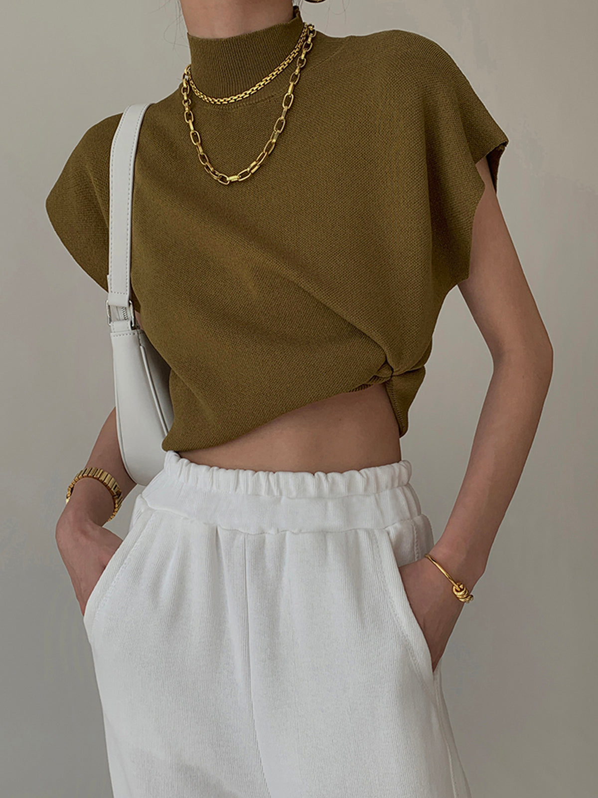 Women's Short-Sleeve Mock Neck Casual Top