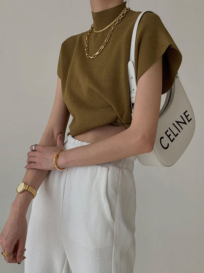 Women's Short-Sleeve Mock Neck Casual Top