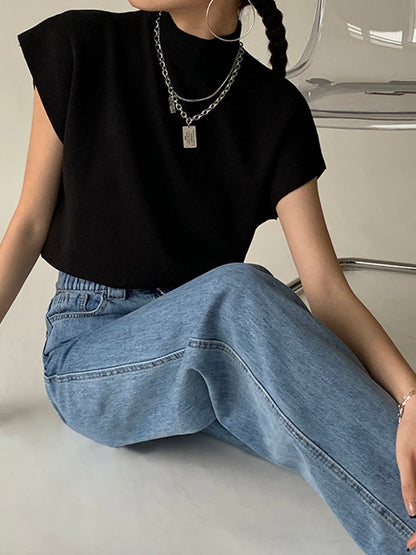 Women's Short-Sleeve Mock Neck Casual Top