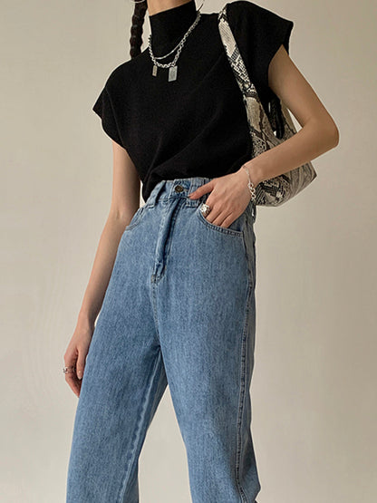 Women's Short-Sleeve Mock Neck Casual Top