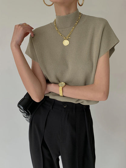 Women's Short-Sleeve Mock Neck Casual Top