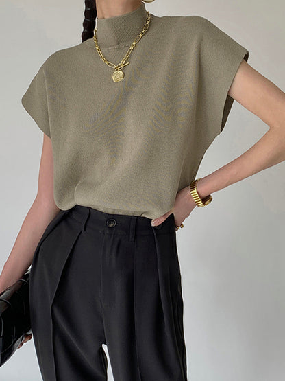 Women's Short-Sleeve Mock Neck Casual Top