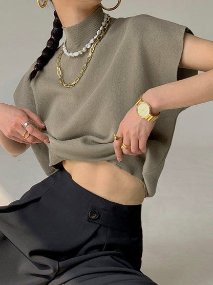 Women's Short-Sleeve Mock Neck Casual Top