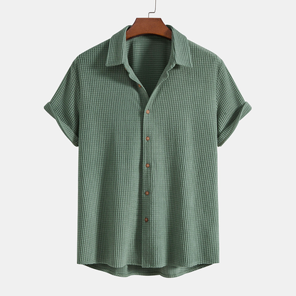 Men's Casual Button-Down Shirt and Shorts Duo Set