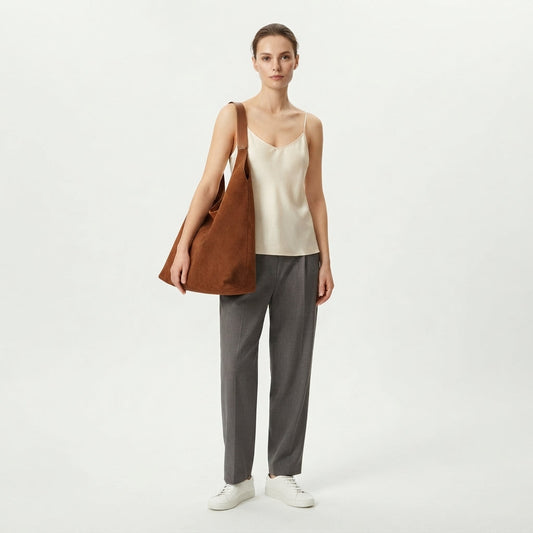 Women's Suede Slouchy Hobo Shoulder Bag