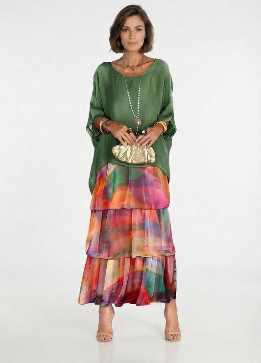 Women's Bohemian Tiered Maxi Dress with Shorts