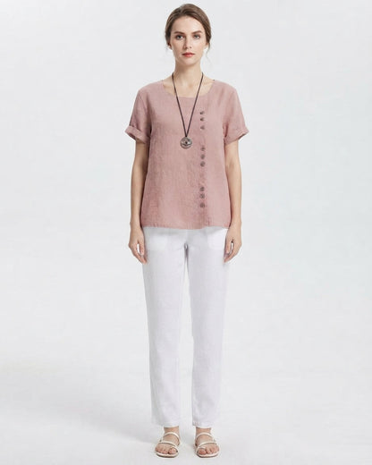 Women's Casual Summer Button-Accent Blouse