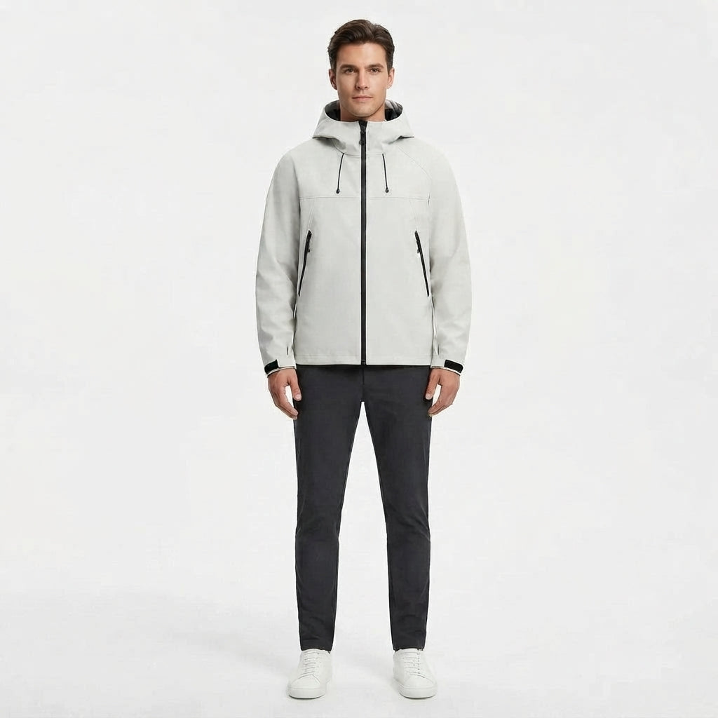 Men's Hooded Windproof and Waterproof Shell Jacket