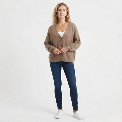 Women's Button-Down V-Neck Knit Cardigan