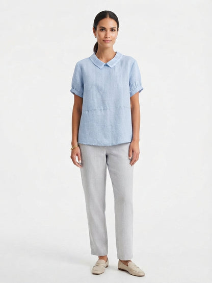 Women's Peter Pan Collar Linen Top