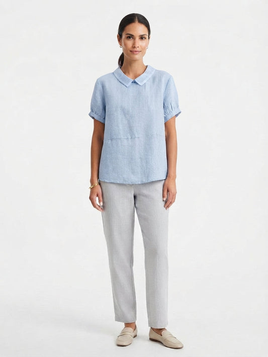 Women's Peter Pan Collar Linen Top