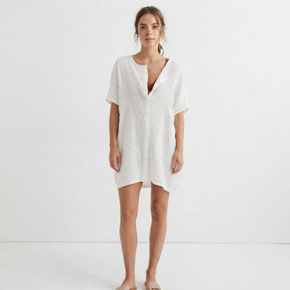 Women's Button-Front Beach Cover-Up Playsuit Shorts