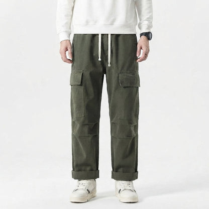 Men's Wide-Leg Cargo Pants with Pockets