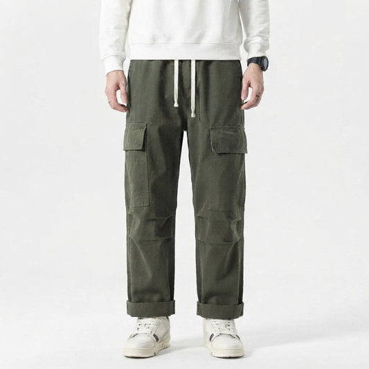 Men's Wide-Leg Cargo Pants with Pockets