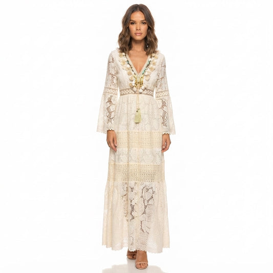 Long-Sleeve Boho Summer Maxi Dress for Women