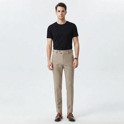 Men's Classic Pleated High-Rise Vintage Trousers