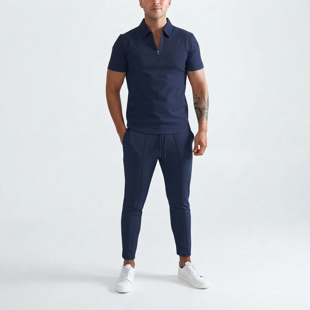 Men's Zip-Up Shirt and Trousers Co-Ord Set