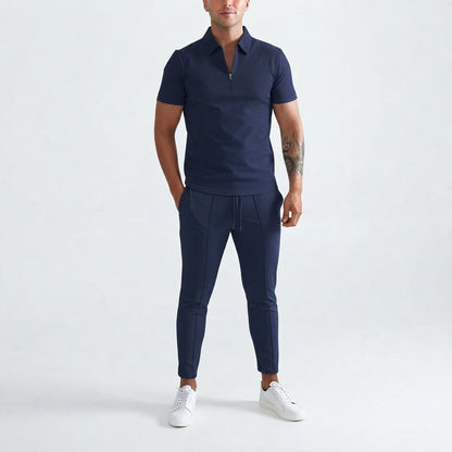 Men's Zip-Up Shirt and Trousers Co-Ord Set