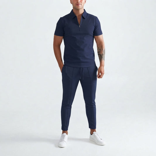 Men's Zip-Up Shirt and Trousers Co-Ord Set