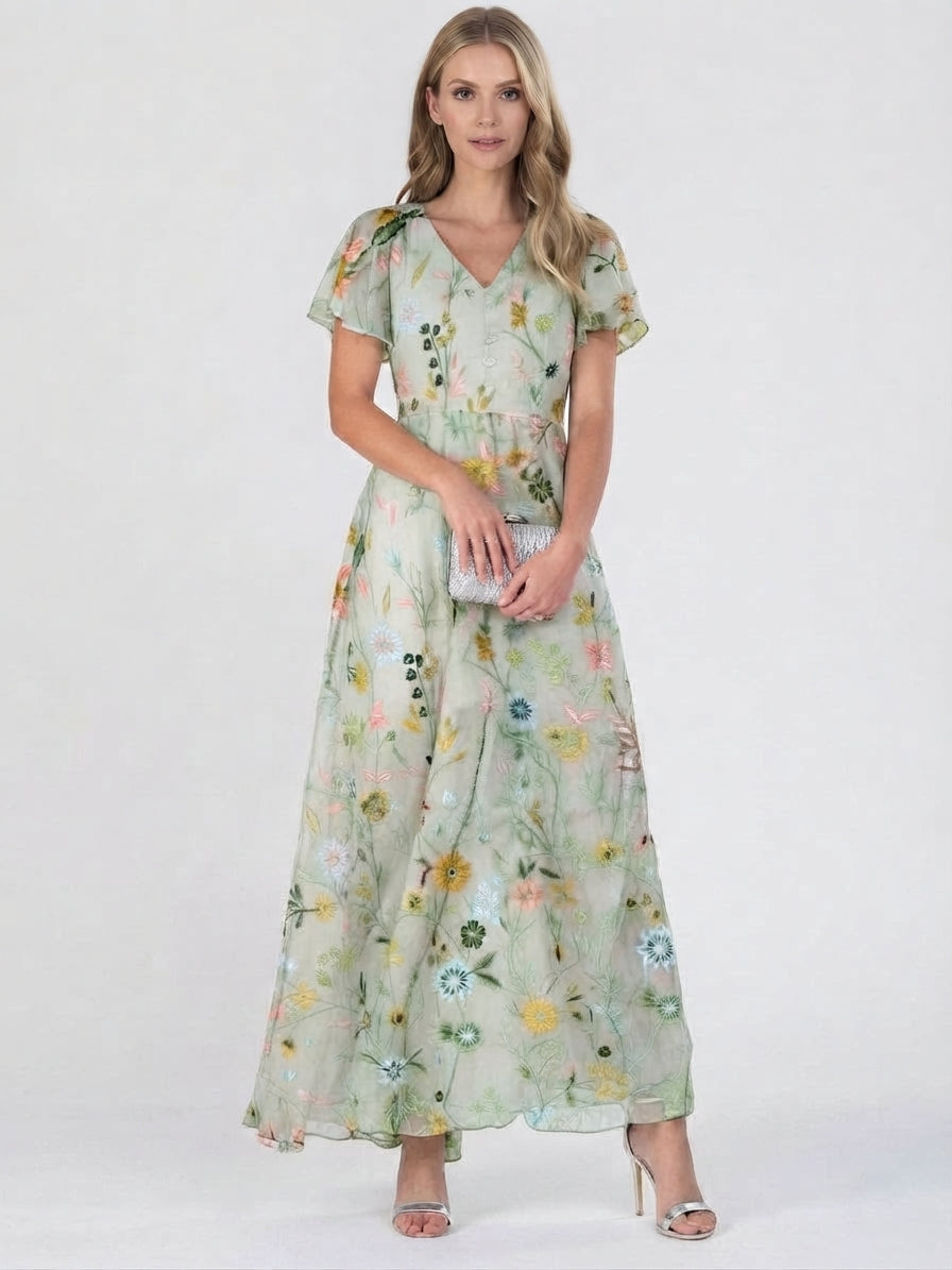 Women's V-Neck Floral Summer Maxi Dress