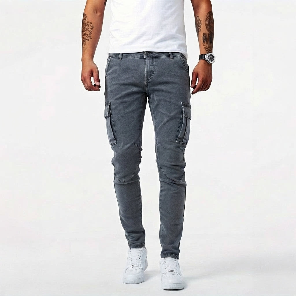 Men's Slim-Fit Cargo Trousers with Pockets