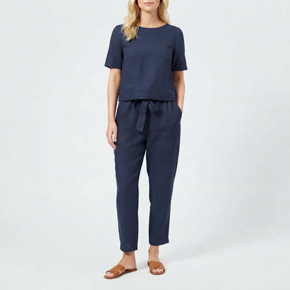 Women's Relaxed-Fit Belted Two-Piece Set