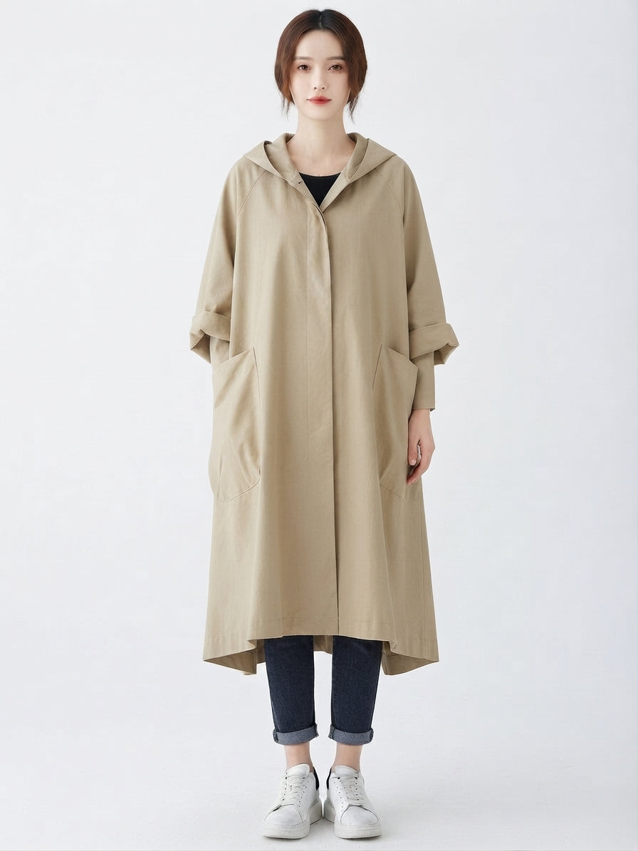 Oversized Hooded Outercoat with Side Pockets