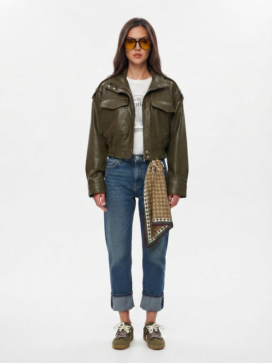 Women's Moto-Style Zip-Front Jacket