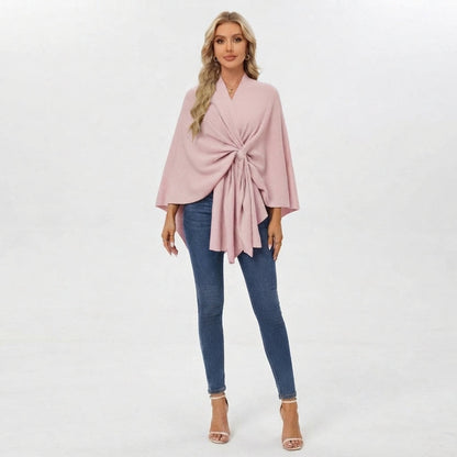 Draped Knot-Front Flowing Top for Women