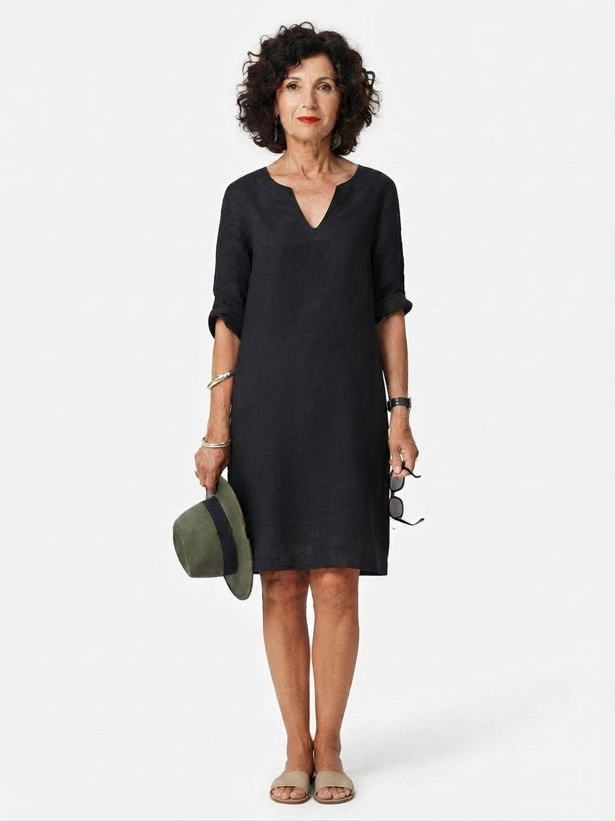 Women's Tailored Neckline Elegant Midi Dress