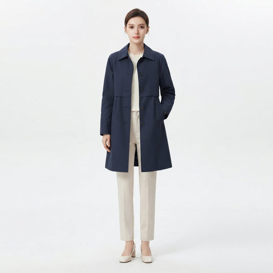Women's Traditional Button-Front Trench Outerwear