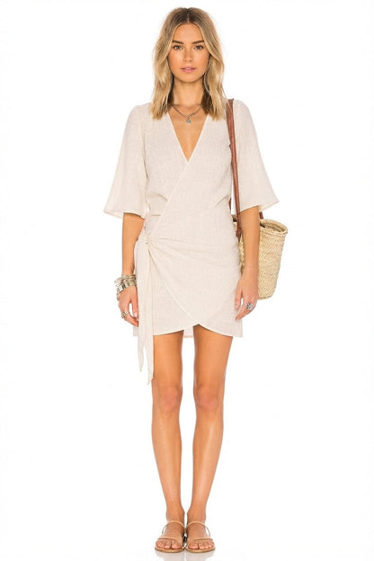 Women's Asymmetrical Hem Short Wrap Dress