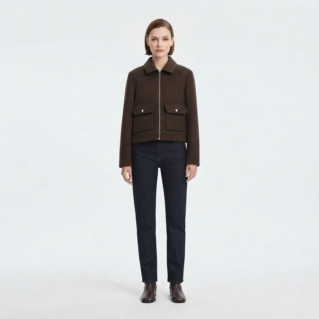 Women's Zip-Up Cropped Bomber Outerwear